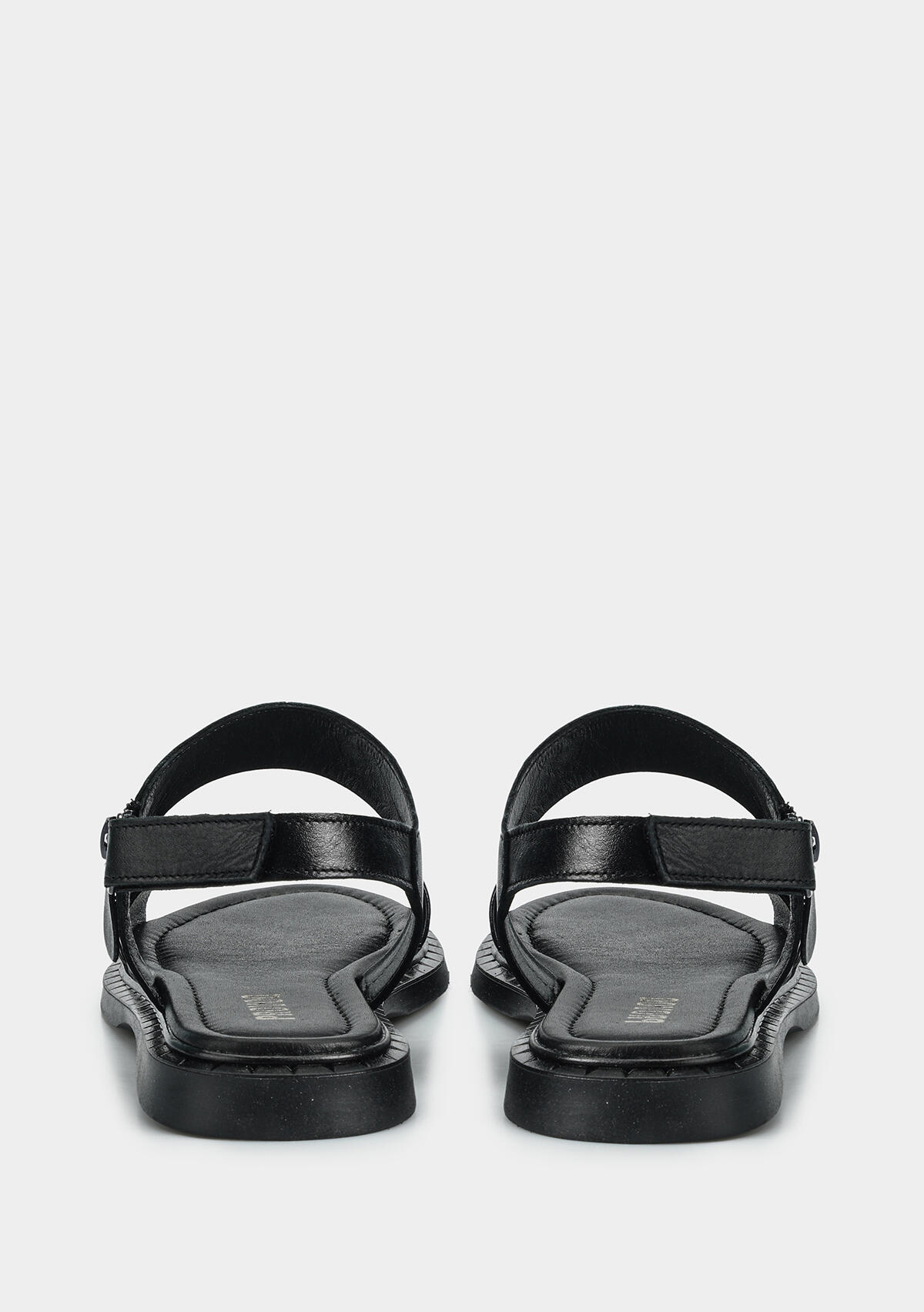 Siyah Deri Kadın Düz Sandalet