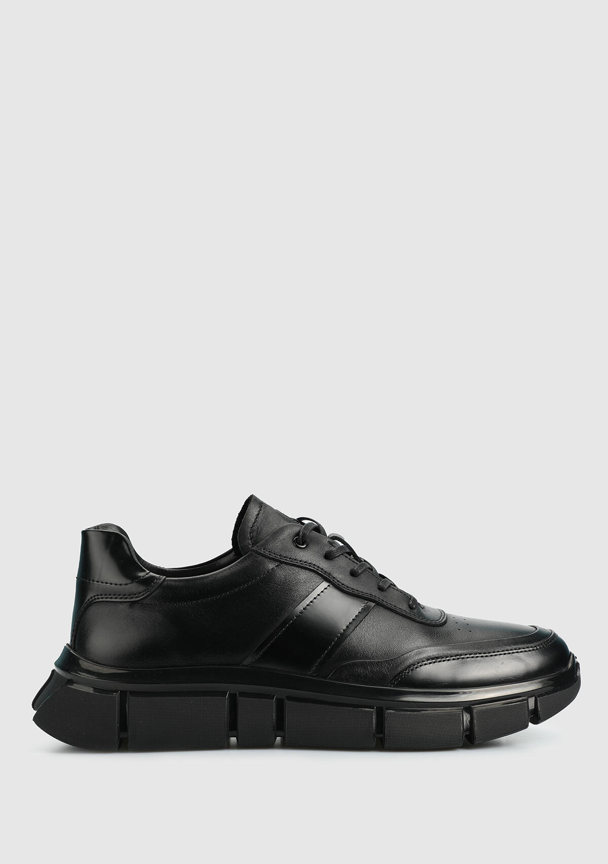 Siyah Deri Erkek Sneaker