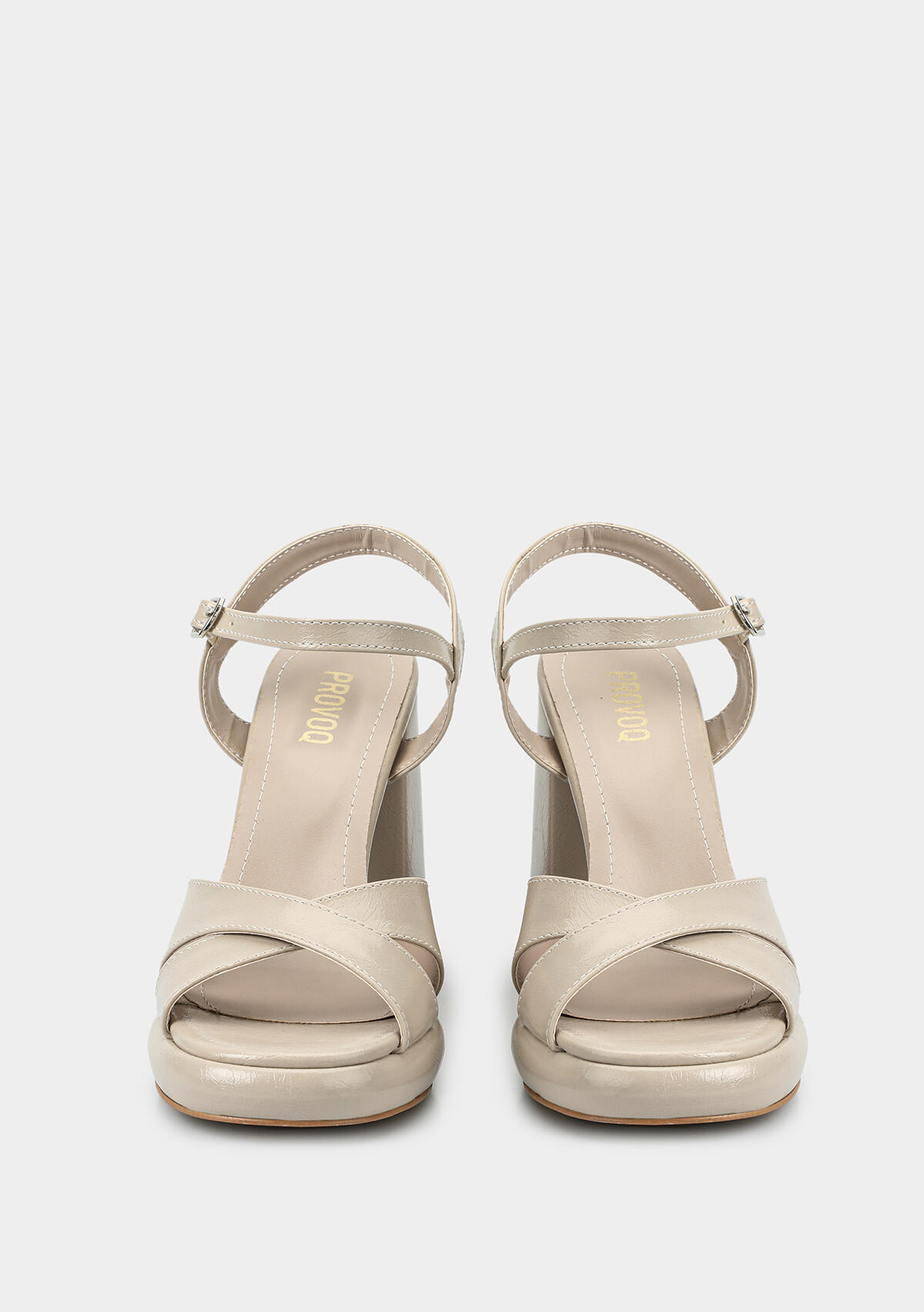 Bej Kadın Topuklu Sandalet