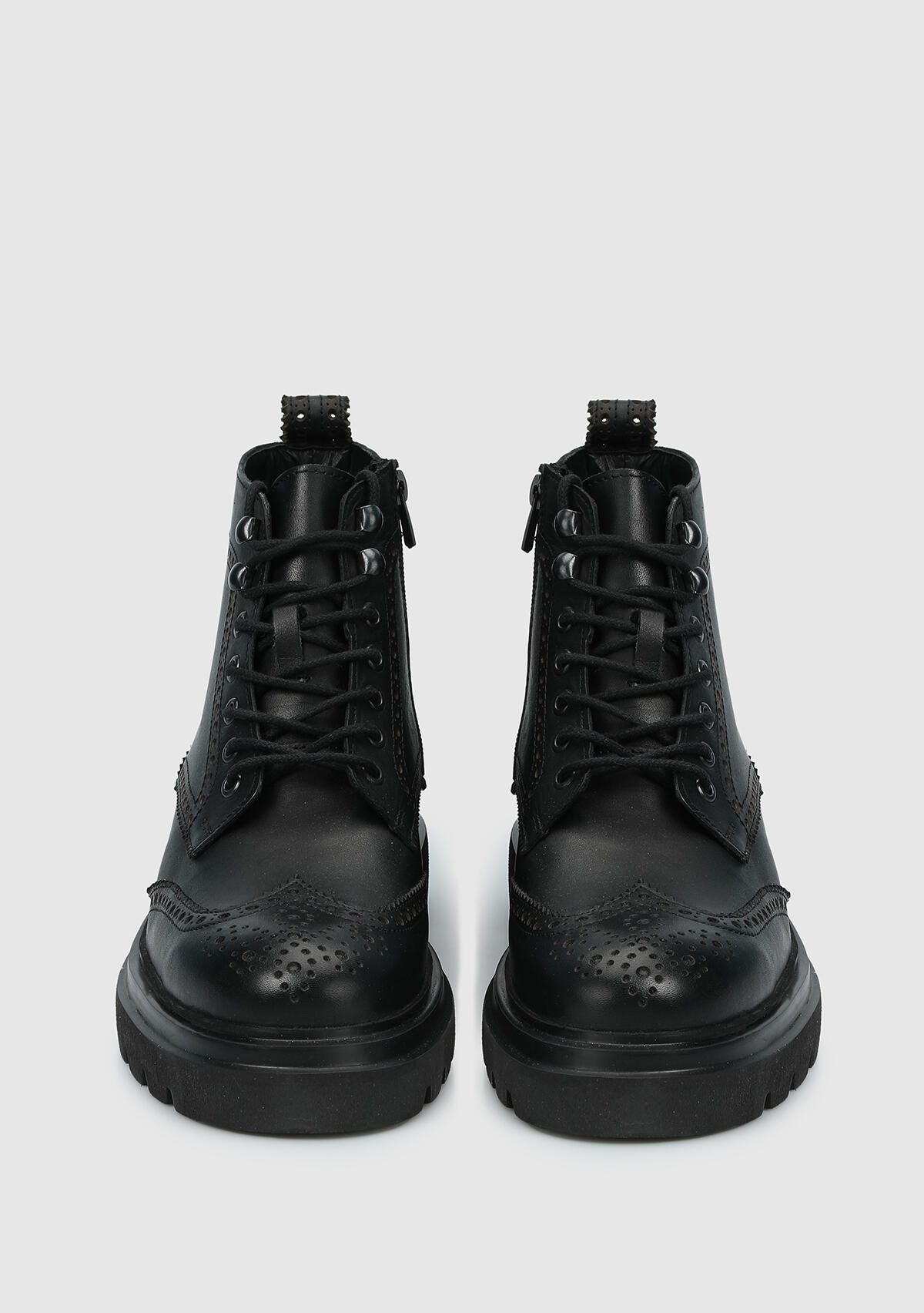 Siyah Deri Erkek Bot